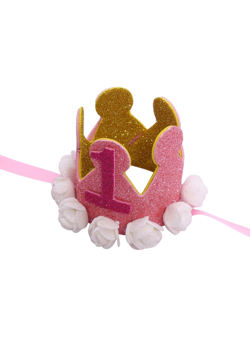 Funcart Funcart 1st Birthday Girl Rose Pink Gold Glitter Crown First Birthday Hat for Baby Girls Glitter Birthday Hat st Birthday Girl Decoration Pink Birthday Decorations 1st Birthday Outfit Girl  - Image 4