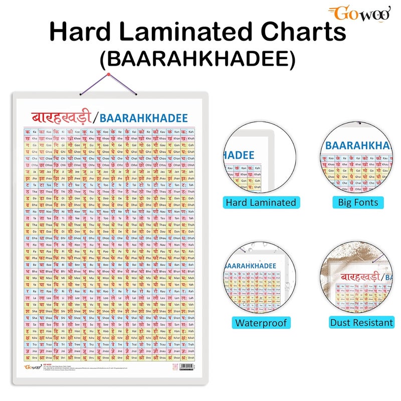 GoWoo Set of 2 Wild Animals and Baarahkhadee Early Learning Educational Charts for Kids | 20"X30" inch |Non-Tearable and Waterproof | Double Sided Laminated ... Kindergarten and Nursery Students - Image 2