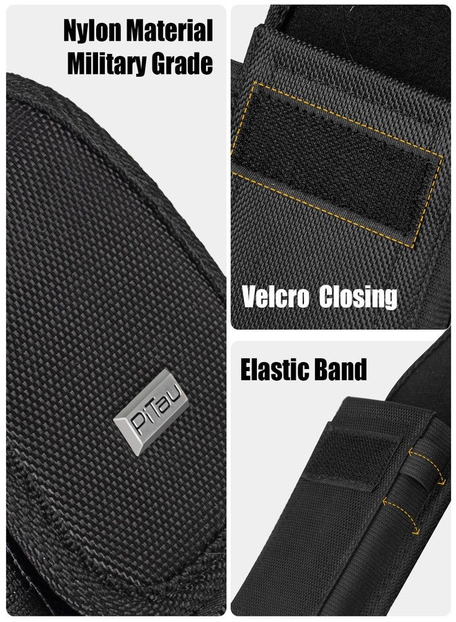 PiTau Phone Holster for Samsung Galaxy S21+ Plus, Galaxy Note 10+ Plus Belt Case with Belt Clip Phone Pouch Nylon Holder Fits Samsung S21+ S20+ Plus/ Note 8,9,20/ Note 10+ Plus w/ Other Case on- Black - Image 4