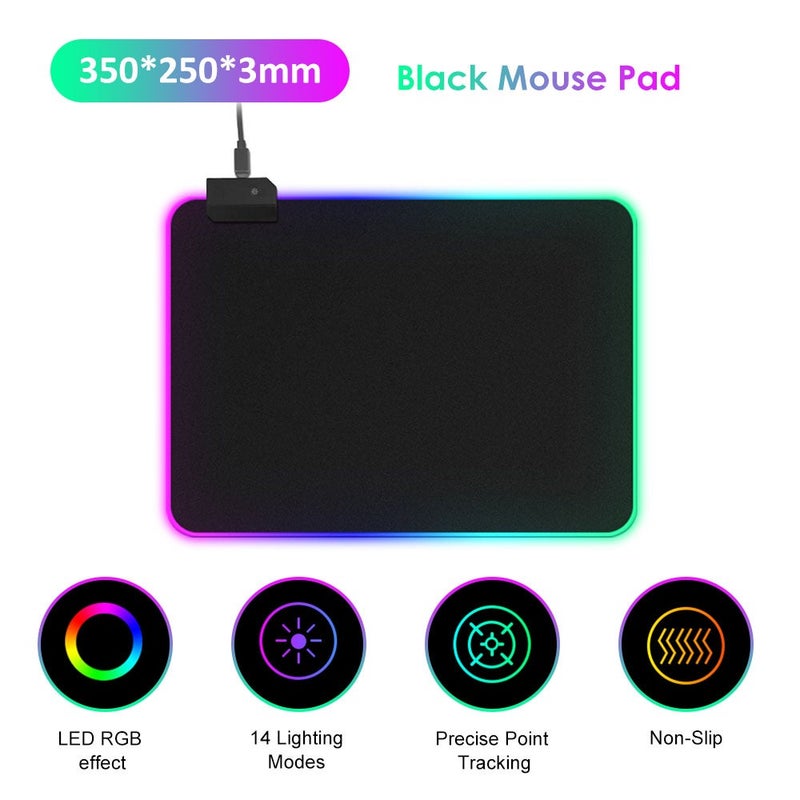 LEDs RGB Mouse Pad 14 Lighting Modes Gaming Extra Large Soft Extended Non Slip Mousepad For Computers Gamer 3mm thickness 300*600mm (length*width - Image 1