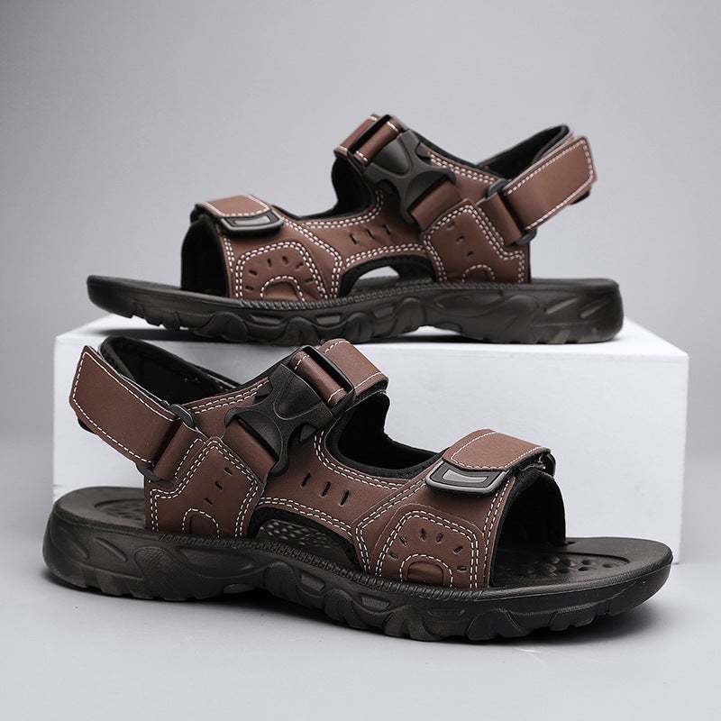 Men'S Sandals Parent-Child Couple Beach Sandals Retro Plus Size Beach Sandals Casual Leather Sandals 30-45 - Image 4