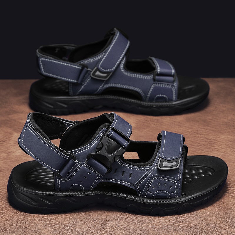 Men'S Sandals Parent-Child Couple Beach Sandals Retro Plus Size Beach Sandals Casual Leather Sandals 30-45 - Image 1