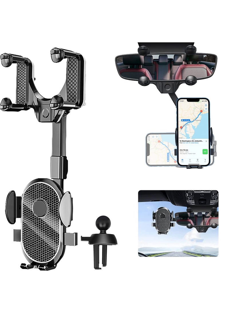 erorex Phone Mount for Car 360 Degree Rotatable and Retractable Car Phone Holder Mount Multifunctional Rearview Mirror Phone Holder  - Image 1