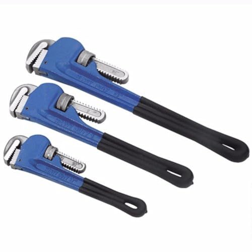 Wideskall 3 Pieces Heavy Duty Heat Treated Soft Grip Pipe Wrench Set 10 inch 12 inch 14 inch