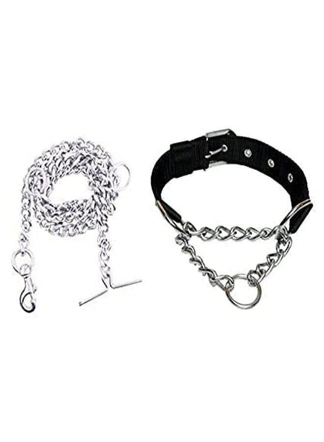 SS PET Zone Combo of Choke Collar and Grinding Leash Chain for Adult Dog of All Breeds-098-029. (Length 152cm, Choke Collar Length 45cm)-0987