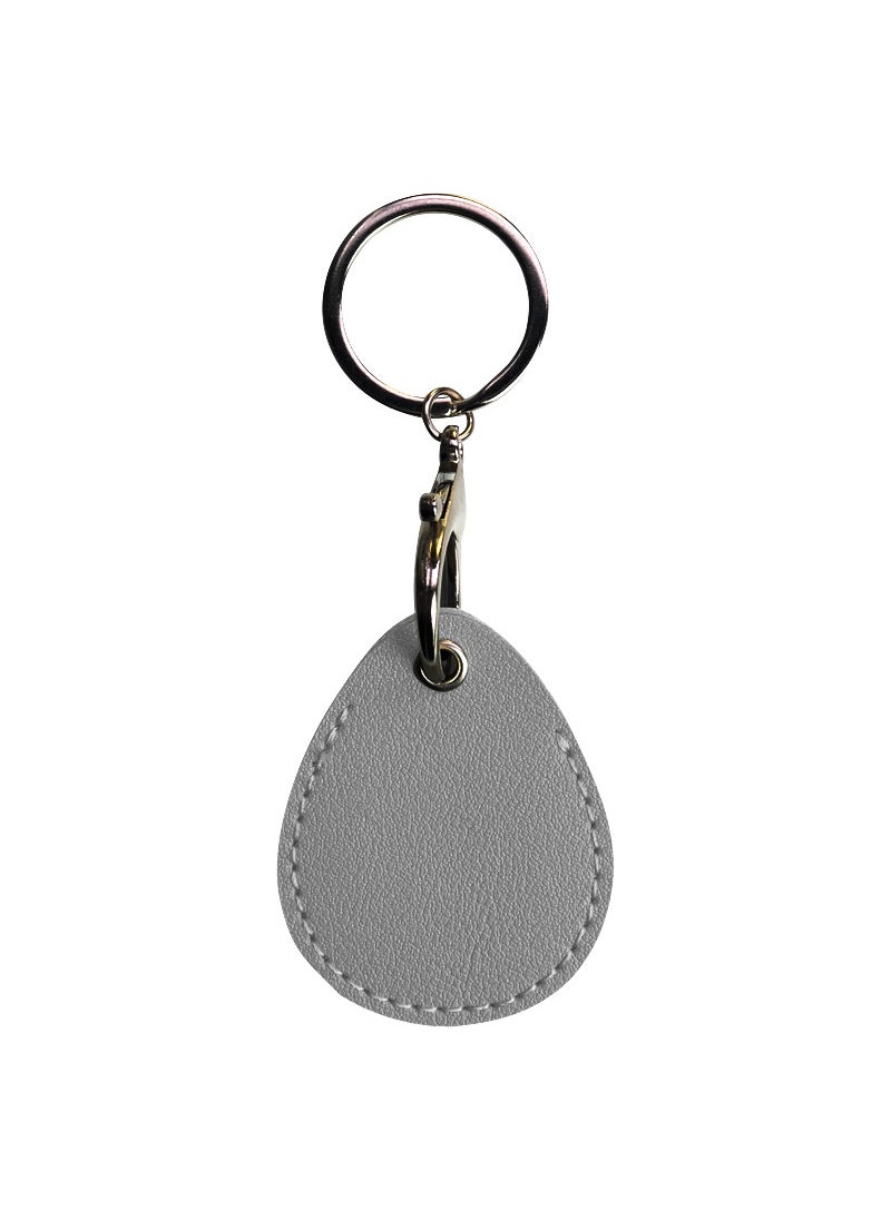 Generic PU Leather Drop Keychain Card Holder gray teardrop shape 