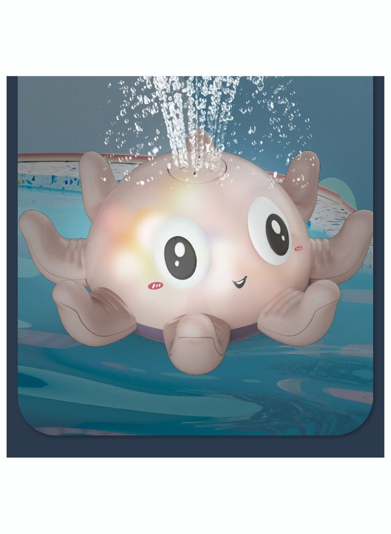 Bath Toys, Water Squirt Octopus Toy, Bath Toys with Lamp Electric Automatic Induction Water Spray Bath Toy Water Spray Musical Water Toys (Pink)