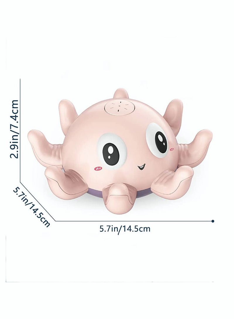 Bath Toys, Water Squirt Octopus Toy, Bath Toys with Lamp Electric Automatic Induction Water Spray Bath Toy Water Spray Musical Water Toys (Pink)