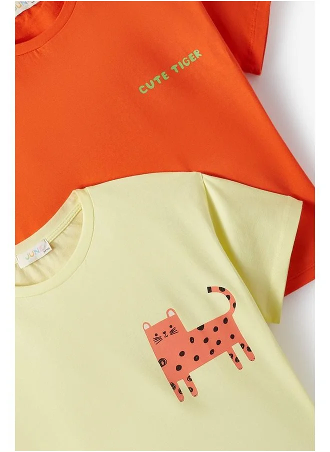 JUNE June Kid 2-Pack Printed Tshirt Yellow - Orange