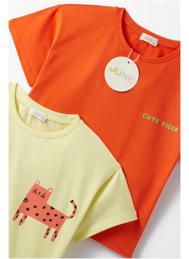 JUNE June Kid 2-Pack Printed Tshirt Yellow - Orange