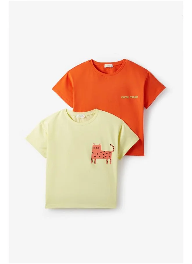 جون June Kid 2-Pack Printed Tshirt Yellow - Orange