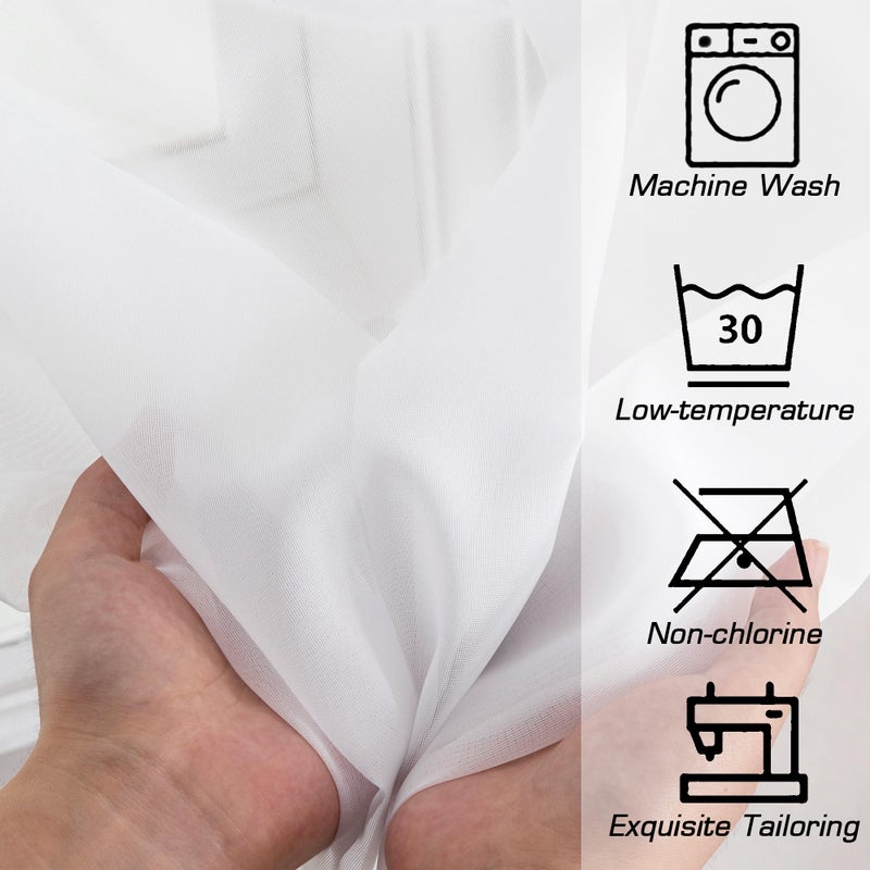 Simplebrand White Sheer Curtains, 84" Length, 2 Panels Set - Light Filtering, Rod Pocket Window Curtains for Bedroom (White, 42" W x 84" L) - Image 4