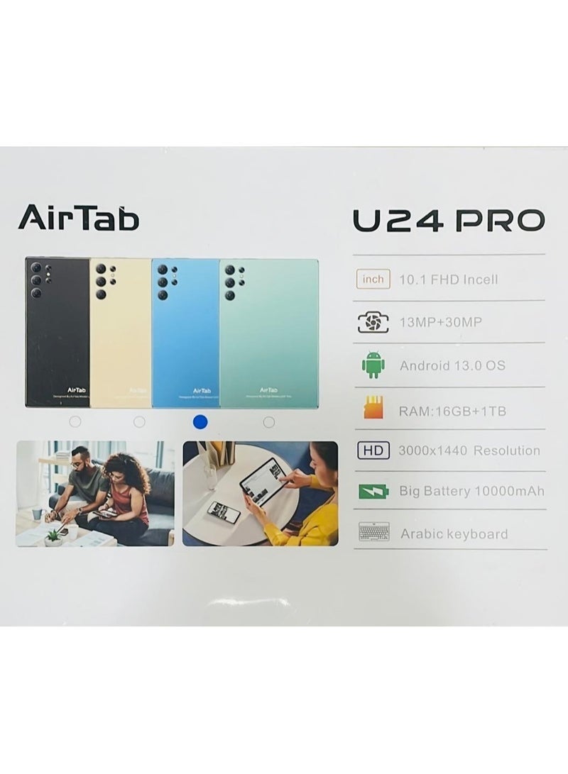 AirTab U24 Pro Smart Tablet 10.1-Inch FHD Display, 16GB RAM, 1TB ROM with Arabic Keyboard – Sleek Black Android Tablet for Work, Study & Entertainment with Long Battery Life and High-Speed Performance - Image 3