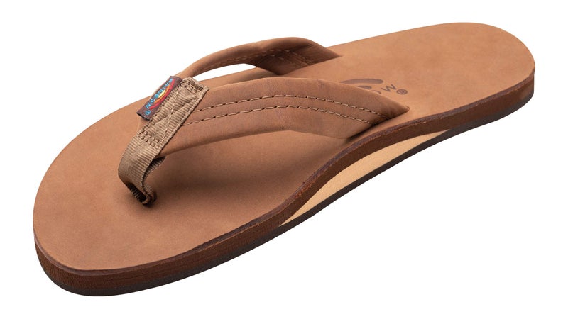 Rainbow Sandals Mens Leather Single Layer Wide Strap with Arch Redwood Mens Small 7585 DM US