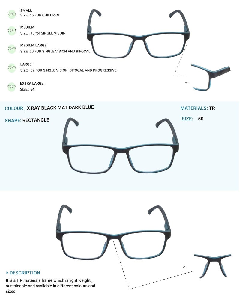 LENS+ Lensplus Rectangle TR Full Rim Eyeglasses with Blue Cut Lightweight Unisex Eyewear for Men & Women | Stylish Computer & Daily Use Frame - Image 5