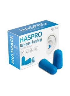 HASPRO HASPRO Ultra Soft Foam Earplugs, Best Earplugs for Noise Canceling, Snoring, Work, DIY, Noise Reduction SNR 38dB (Pack of 10, Blue)  - Image 2