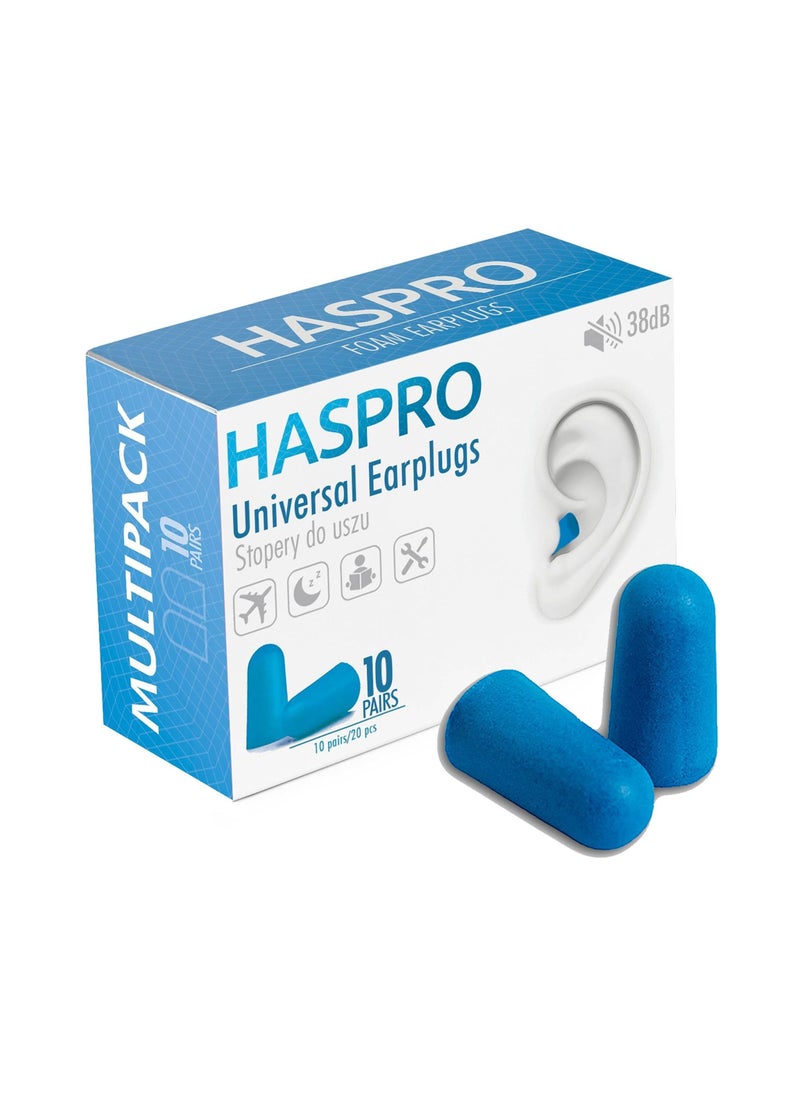 HASPRO HASPRO Ultra Soft Foam Earplugs, Best Earplugs for Noise Canceling, Snoring, Work, DIY, Noise Reduction SNR 38dB (Pack of 10, Blue)  - Image 2