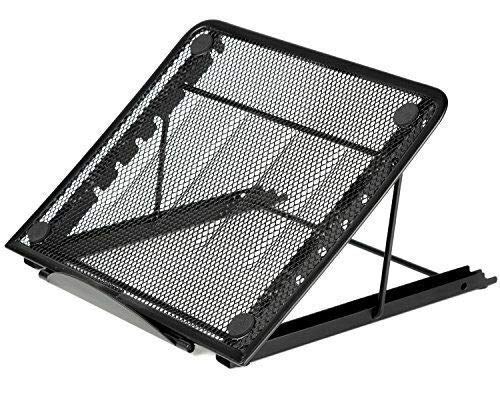 SUKHAD Multifunctional Mesh Ventilated Adjustable Desktop Laptop Stand, 9.5 X 7.5 X 0.6 Inch, Black - Image 1
