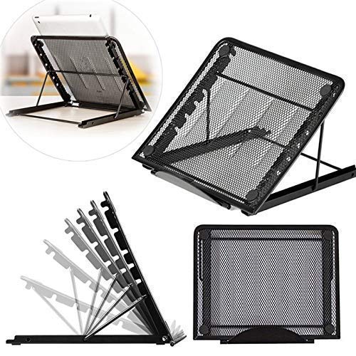 SUKHAD Multifunctional Mesh Ventilated Adjustable Desktop Laptop Stand, 9.5 X 7.5 X 0.6 Inch, Black - Image 5