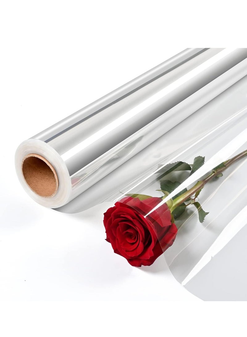 كابتن تيك Clear Cellophane Wrap Roll 43CM Wide X 30M Long Transparent for Florist Wrapping, Food, Candy, Birthday Gifts, Flowers Crafts for DIY Decoration Supplies - Image 1