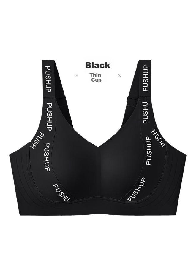 Finseech Fensiqi Lightweight Sports Lift Side Support Bra For Side Seamless, Wireless, Thin Cup, Black, 75b C - Image 1