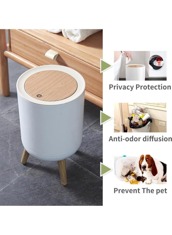 Trash Bin, 7Liter/1.8 Gallon Garbage Bin with Press top Lid, Nordic Modern Waste Bin, Plastic Trash Can Suitable for Kitchen, Bathroom, Bedroom, Living Room, Office, Outdoor, Dog Proof Trash Bin  - Image 2