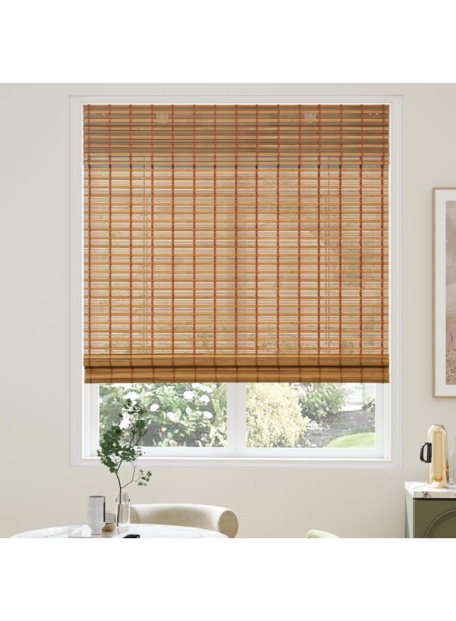 AGESISI Bamboo Roman Shades with Valance Cover, Cordless Bamboo Blinds for Indoor Windows, Light Filtering Bamboo Woven Shades for Kitchen, Bedroom, Privacy Protection, 22" W x 64" H, Natural - Image 1