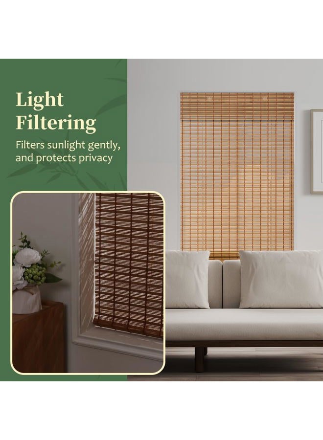 AGESISI Bamboo Roman Shades with Valance Cover, Cordless Bamboo Blinds for Indoor Windows, Light Filtering Bamboo Woven Shades for Kitchen, Bedroom, Privacy Protection, 22" W x 64" H, Natural - Image 3