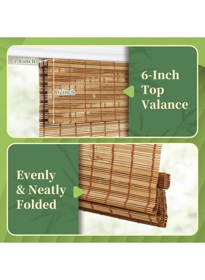 AGESISI Bamboo Roman Shades with Valance Cover, Cordless Bamboo Blinds for Indoor Windows, Light Filtering Bamboo Woven Shades for Kitchen, Bedroom, Privacy Protection, 22" W x 64" H, Natural - Image 4