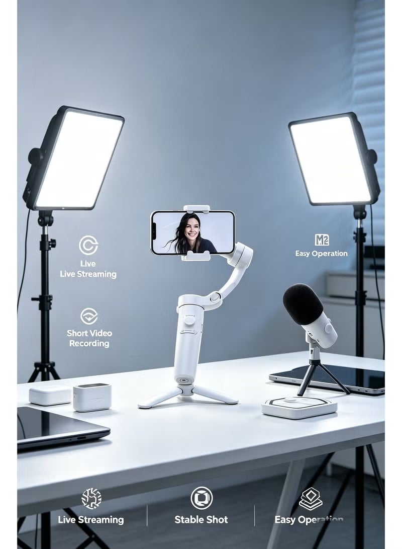 TIGER M2 Foldable Smartphone Stabilizer 3-Axis Gimbal with Intelligent Face Tracking, Handheld Phone Holder for Vlogging, Live Streaming, Video Recording, Content Creation, TikTok, YouTube, Reels, Photography and Smooth Professional Videos - Image 2