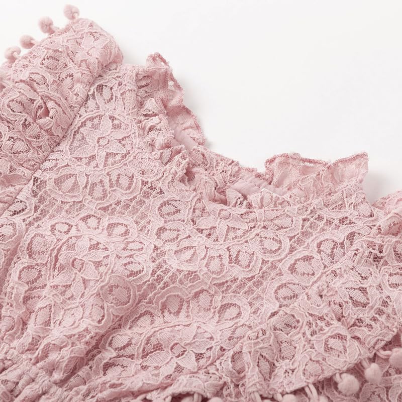Simplee kids Baby Infant Girls Lace Romper Long Sleeve Jumpsuit Fall Winter Clothes for 6-12 Months Pink - Image 4