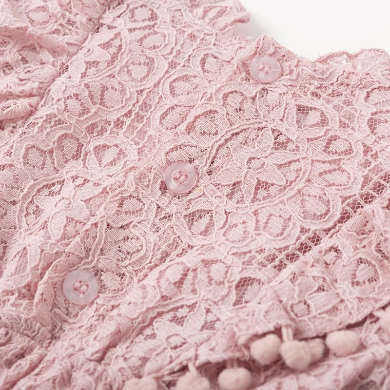 Simplee kids Baby Infant Girls Lace Romper Long Sleeve Jumpsuit Fall Winter Clothes for 6-12 Months Pink - Image 5