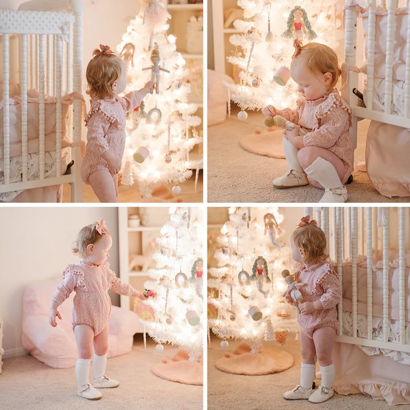 Simplee kids Baby Infant Girls Lace Romper Long Sleeve Jumpsuit Fall Winter Clothes for 6-12 Months Pink - Image 2