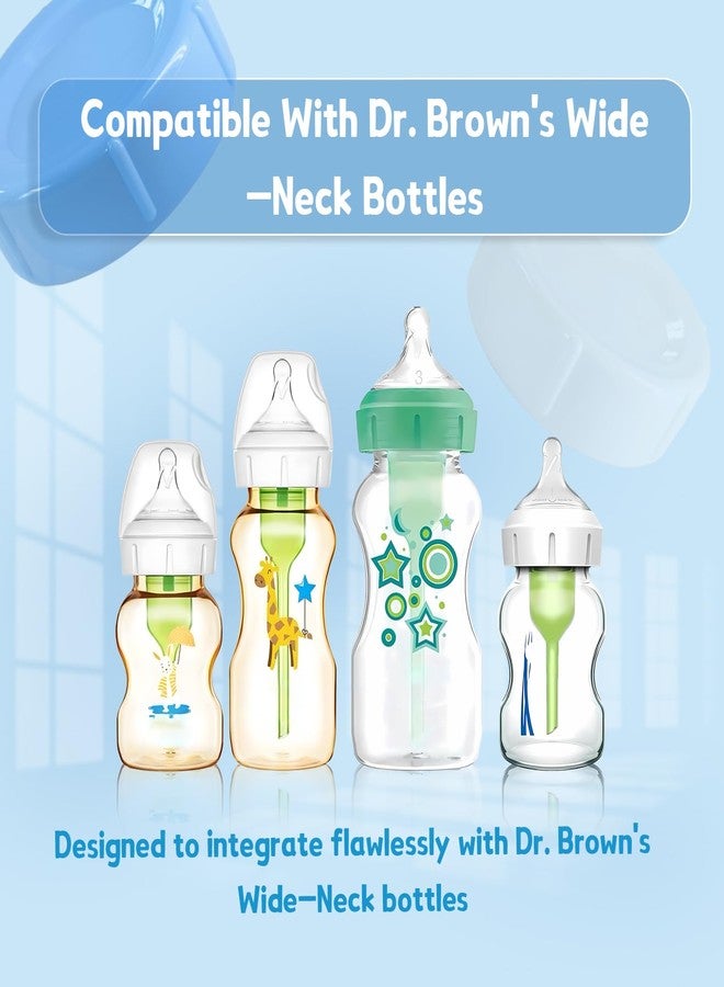 MaiTianna 4pcs Wide Bottle Caps Compatible for Wide-Neck Natural Flow Dr Brown Bottles,BPA Free Travel and Storage Baby Bottle Lids Replacement Parts with Sealing Gasket for Baby Bottles Accessory (White) - Image 4
