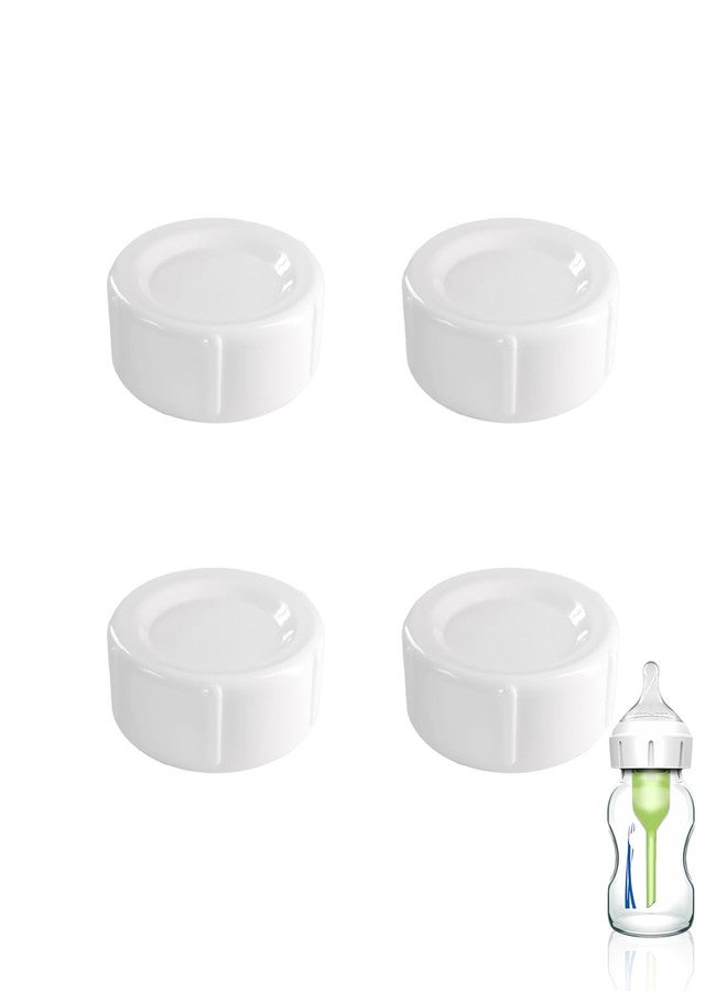 MaiTianna 4pcs Wide Bottle Caps Compatible for Wide-Neck Natural Flow Dr Brown Bottles,BPA Free Travel and Storage Baby Bottle Lids Replacement Parts with Sealing Gasket for Baby Bottles Accessory (White) - Image 1