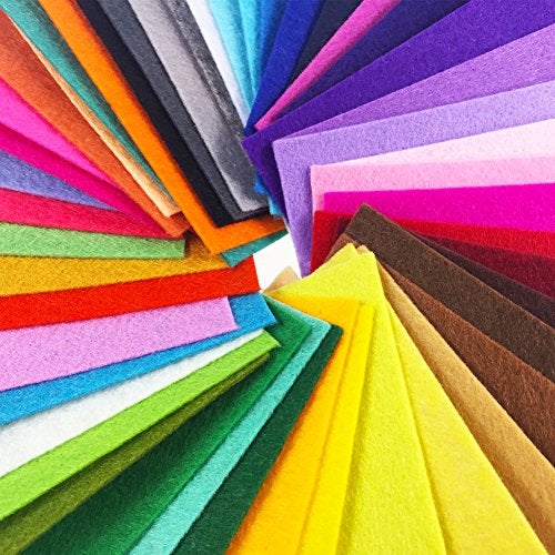 flic-flac 48PCS 8 x 8 inches (20 x 20cm) Assorted Color Felt Fabric Sheets Patchwork Sewing DIY Craft 1mm Thick … (20cm * 20cm, 48pcs) - Image 4