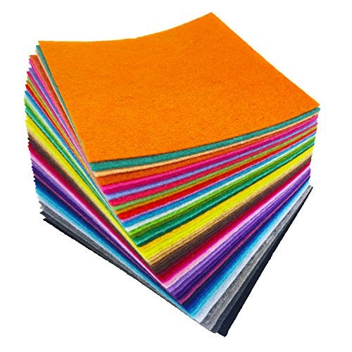 flic-flac 48PCS 8 x 8 inches (20 x 20cm) Assorted Color Felt Fabric Sheets Patchwork Sewing DIY Craft 1mm Thick … (20cm * 20cm, 48pcs) - Image 1