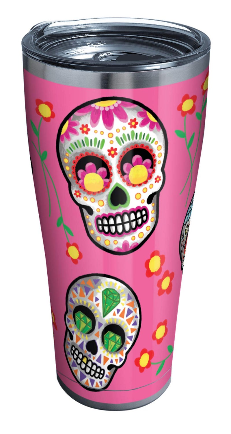 TERVIS Tervis Sugar Skulls Triple Walled Insulated Tumbler Travel Cup Keeps Drinks Cold  Hot 30oz Legacy Stainless Steel 