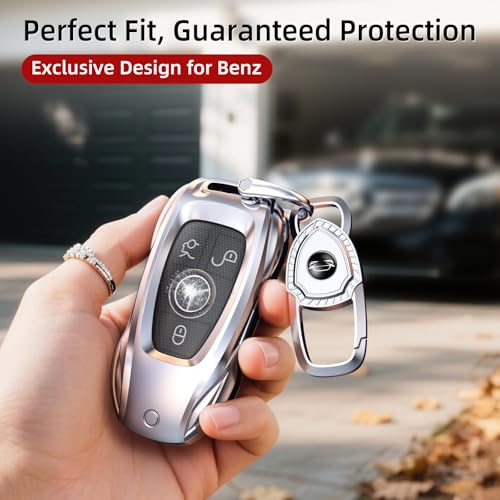 saxsion for Benz CLS CLA CLK AMG CLK GLC GLE GLS SLK ML SL SLK A B C E R S G Smart Remote Key Case Shell Fashion Silverfor BenzB - Image 3