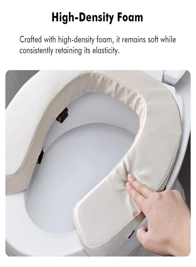 Deftyolo Toilet Seat Cushion with 2-inch High-Density Foam Padded Toilet Cushion Toilet Seat Riser Waterproof PU Fabric-Suitable for Standard,Elongated Toilets(Beige) - Image 3