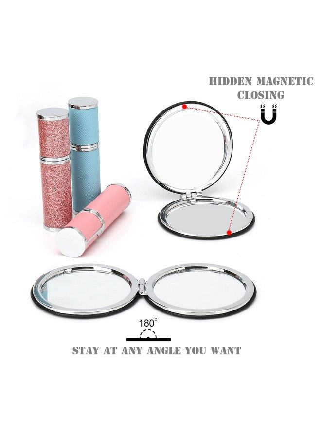 YTZJ Direct Compact Vanity Makeup Mirror For Men Women And Girls Black Elegant Round Travel Cosmetic Mirrors For Pocket Purse Or Handbag Portable Small Magnifying Handheld Mirror  - Image 5