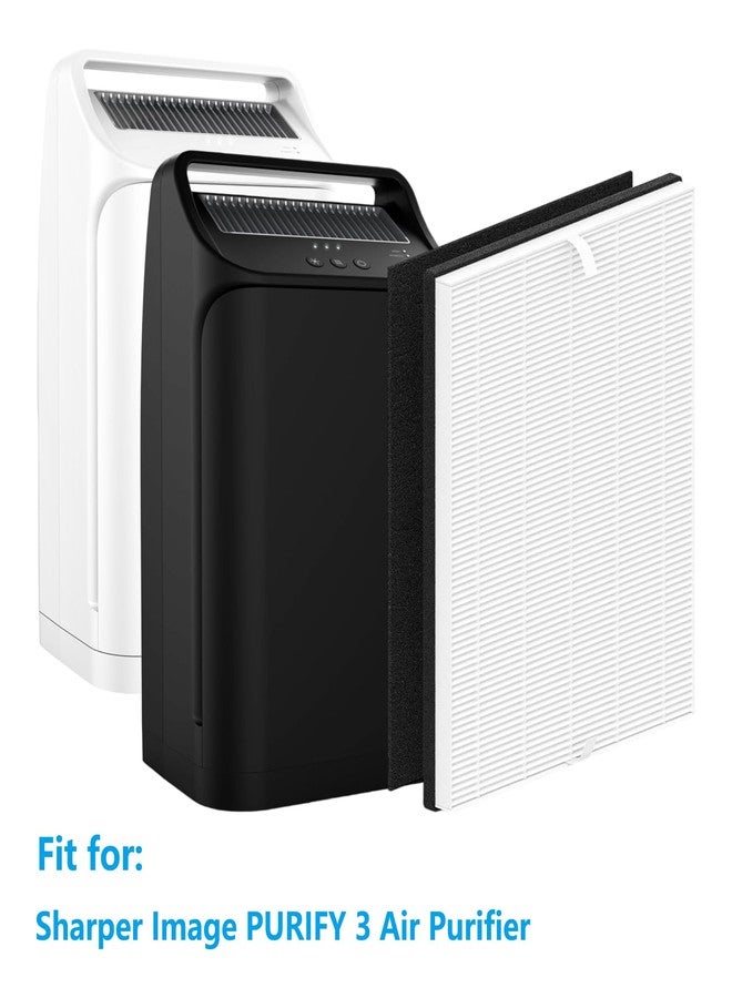 HALIEVE MD1-0043 Replacement Filter Compatible with Sharper Image PURIFY 3 Air Purifier Pre-Filter HEPA & Activated Carbon Filter for Bedroom Home Large Room, 2 Pack - Image 2