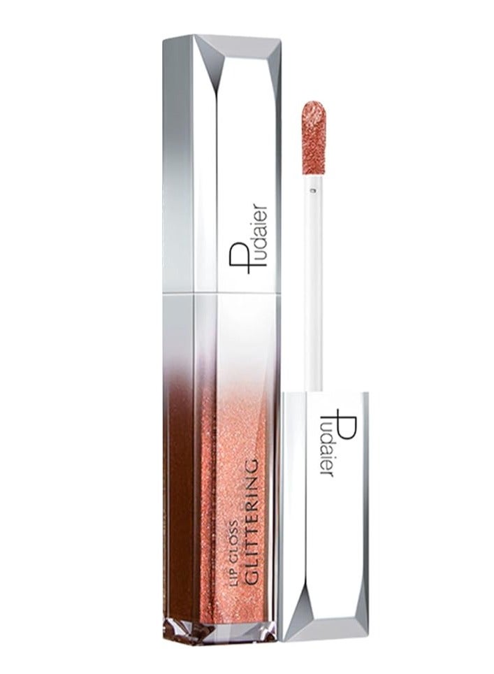 بوداير ملمع الشفاه اللامع ، أحمر الشفاه السائل المعدني اللامع ، مكياج شفاه مرطب مقاوم للماء للشفاه للخدود عيون برتقالي 16# - Image 1