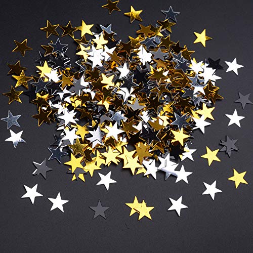 JHere Metallic Multi-Colored Star Confetti - 10mm, Silver, Black, Gold - 30g - Image 4