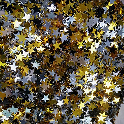 JHere Metallic Multi-Colored Star Confetti - 10mm, Silver, Black, Gold - 30g - Image 3