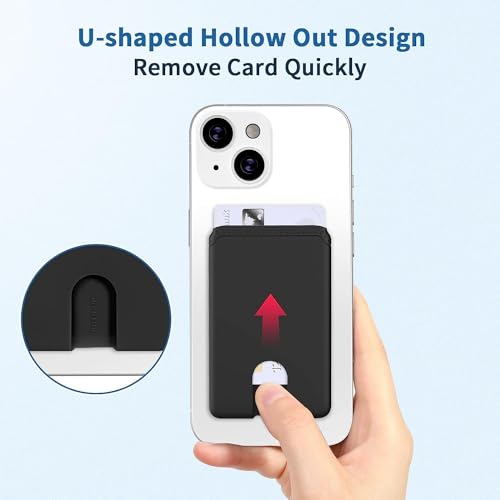 Senose Phone Card Holder, Silicone Anti Slip Out Phone Wallet Stick On Credit Card Holder, Id Card Pouch Compatible for iPhone 13/12 Pro Max Samsung Galaxy Smartphone, 3 Pack (Black) - Image 2
