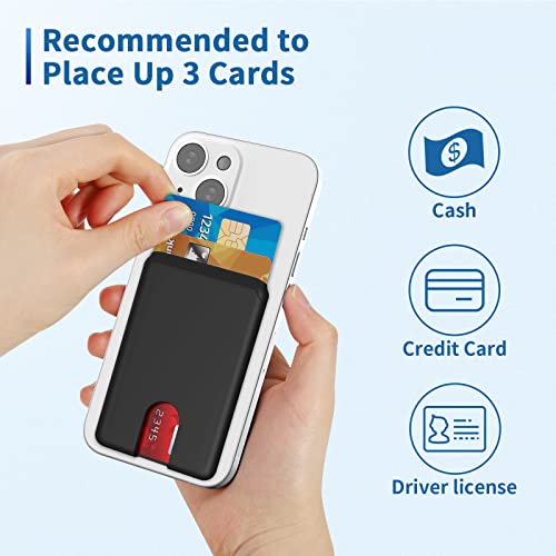 Senose Phone Card Holder, Silicone Anti Slip Out Phone Wallet Stick On Credit Card Holder, Id Card Pouch Compatible for iPhone 13/12 Pro Max Samsung Galaxy Smartphone, 3 Pack (Black) - Image 3