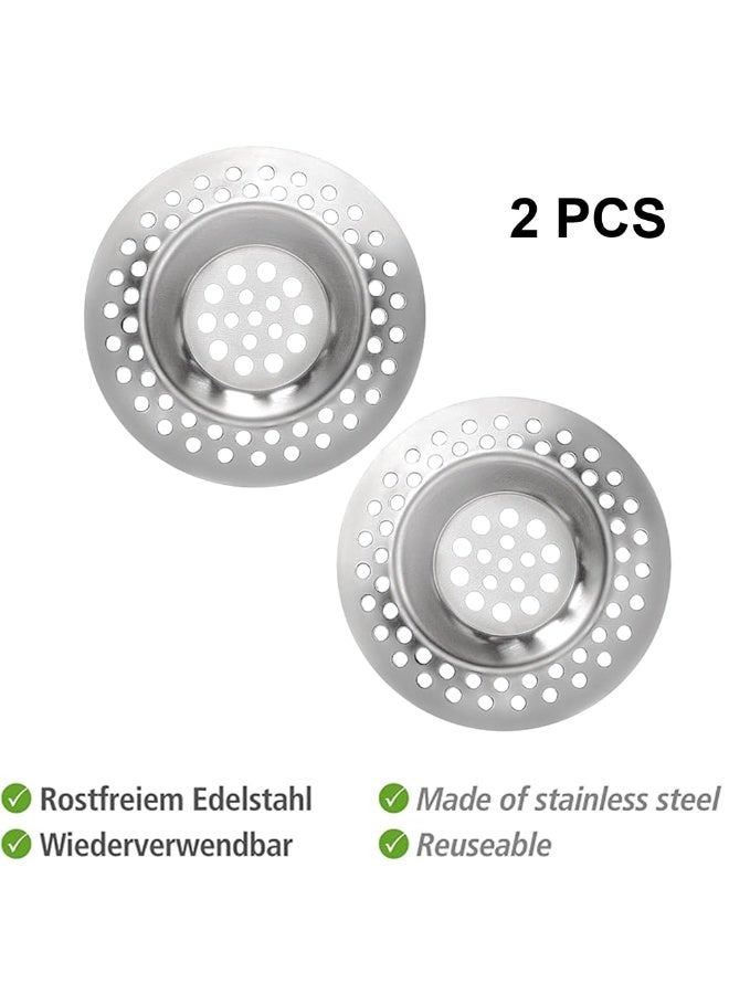 2 Pack Stainless Steel Sink Strainer Plug, 7cm Universal Drain Filter & Hair Catcher for Kitchen Sink, Bathroom & Bathtub - Image 3
