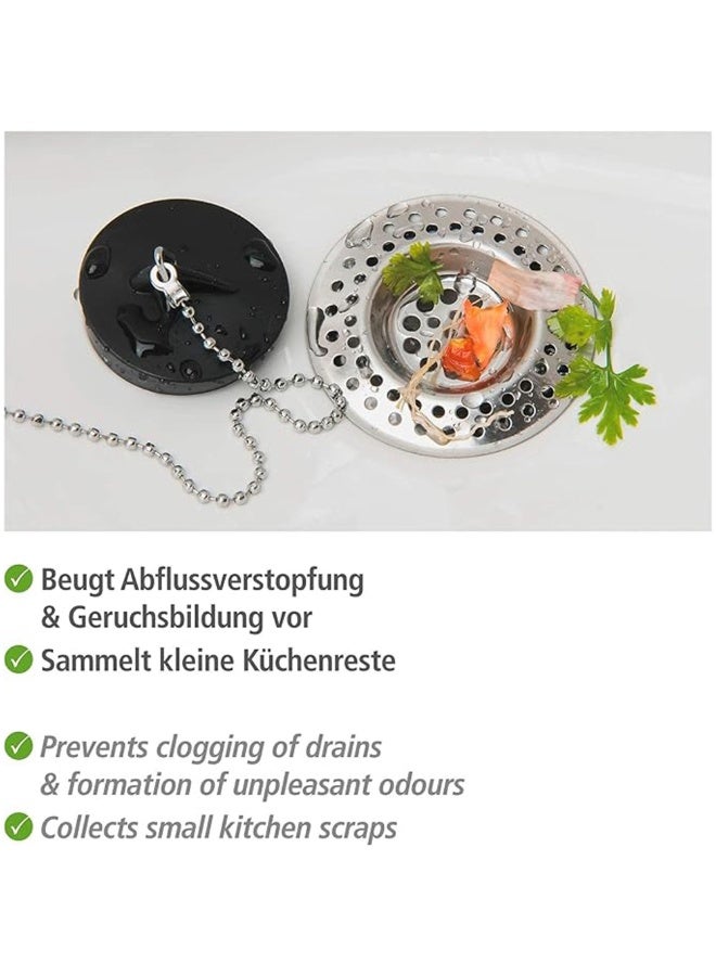 2 Pack Stainless Steel Sink Strainer Plug, 7cm Universal Drain Filter & Hair Catcher for Kitchen Sink, Bathroom & Bathtub - Image 2