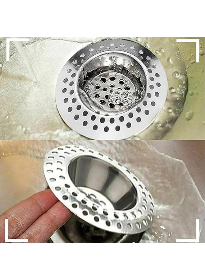 2 Pack Stainless Steel Sink Strainer Plug, 7cm Universal Drain Filter & Hair Catcher for Kitchen Sink, Bathroom & Bathtub - Image 4